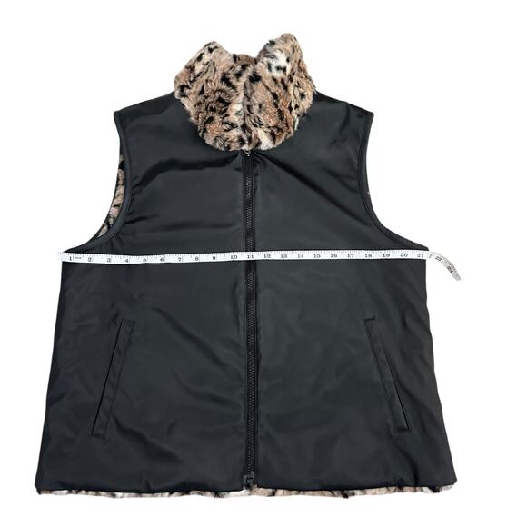 East 5th Women’s Reversible Faux Fur Leopard Print Black Vest Size Large - Picture 9 of 9